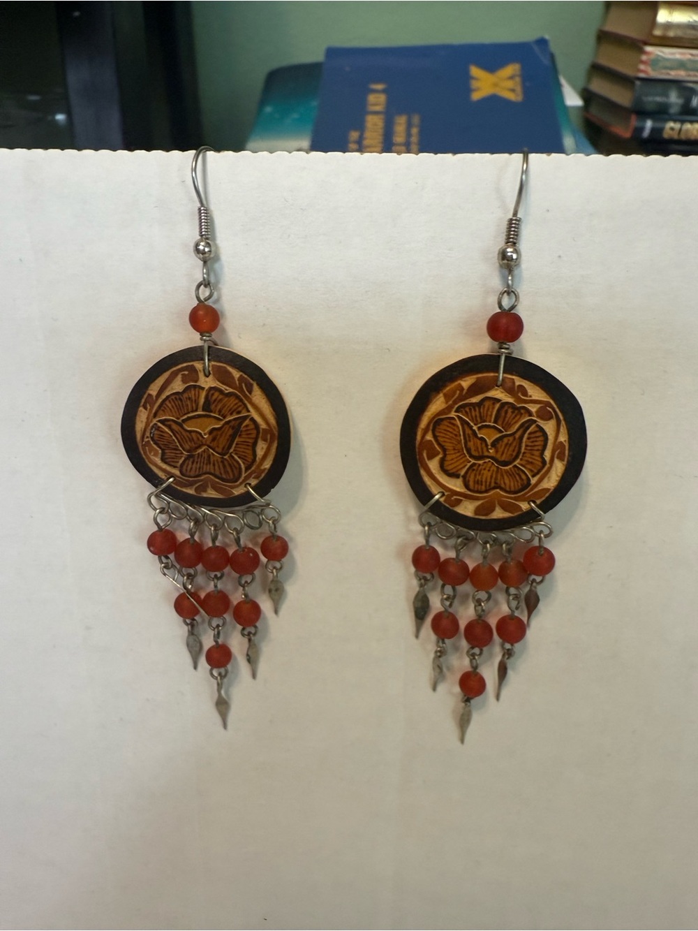Handcrafted Red and Brown Floral Dangle Earrings - Women Jewelry